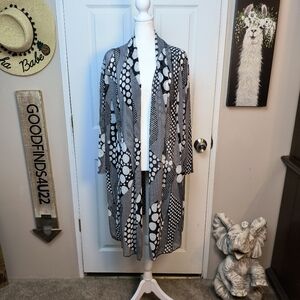 mirror image Sheer Black/White Polka Dot Long Cardigan 3X